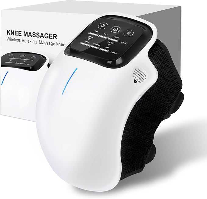 Knee massager strapped on a knee